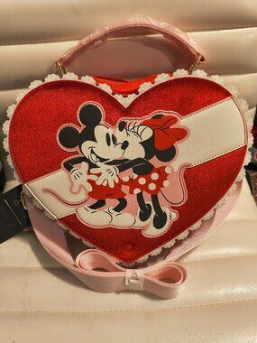 Loungefly Disney Mickey & Minnie Valentine's Day Chocolate Heart Crossbody Bag